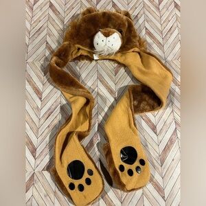 Unisex Plush Winter Animal Hat / Scarf / Mittens - All in One (Long Lion)